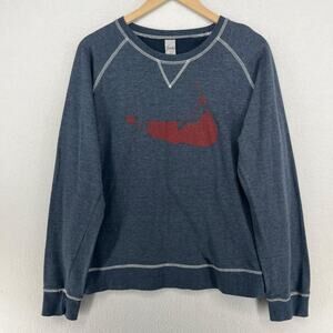 NANTUCKET FUNDY Sweatshirt Womens L East Coast Cape Cod Raglan Pullover Blue